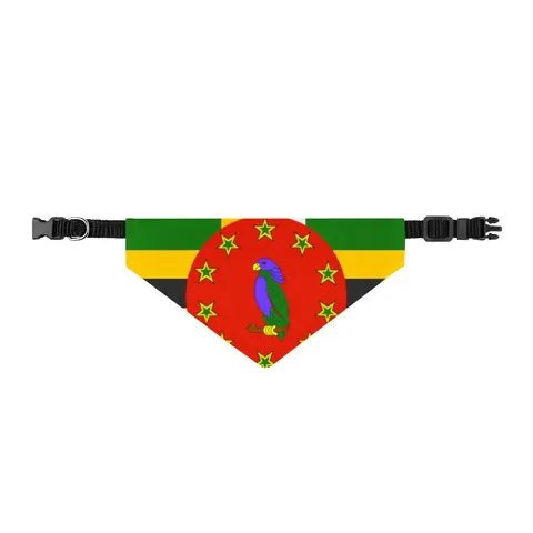 Dominica Green Cross & Circle Clip-on Pet Bandana — front view