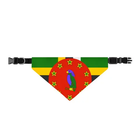 Dominica Green Cross & Circle Clip-on Pet Bandana — front view