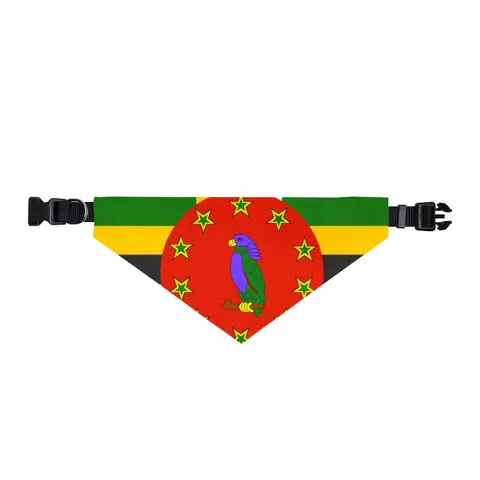 Dominica Green Cross & Circle Clip-on Pet Bandana — front view