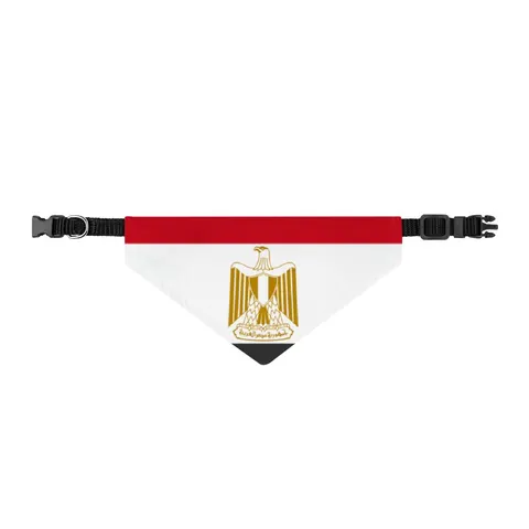 Egypt Red White Black Emblem Clip-on Pet Bandana — front view