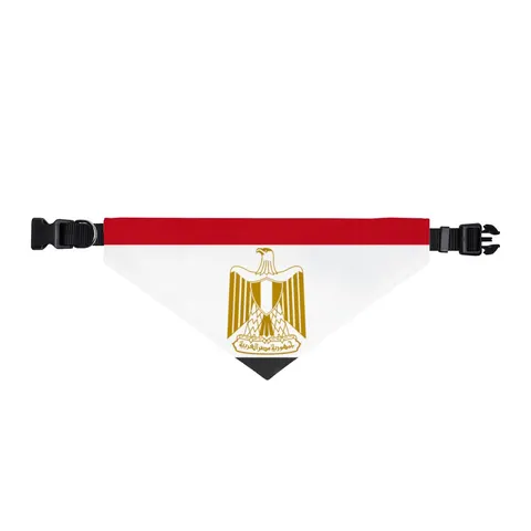 Egypt Red White Black Emblem Clip-on Pet Bandana — front view