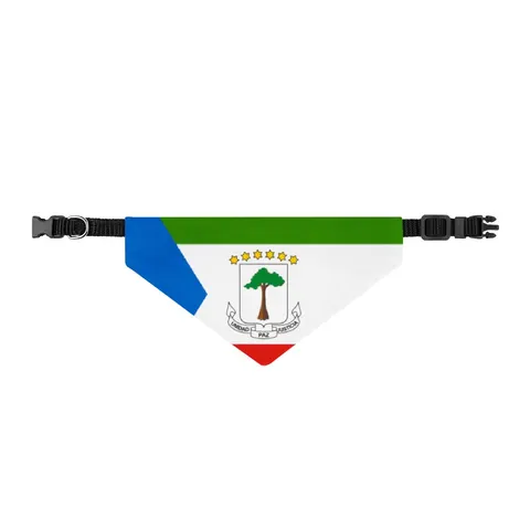 Equatorial Guinea Tricolor & Triangle Clip-on Pet Bandana — front view