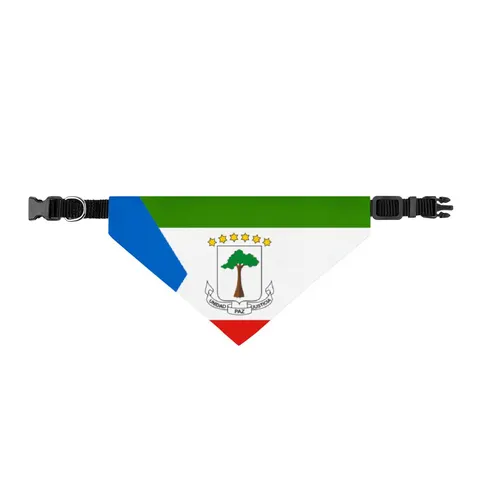 Equatorial Guinea Tricolor & Triangle Clip-on Pet Bandana — front view