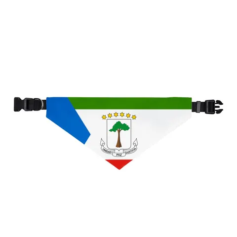 Equatorial Guinea Tricolor & Triangle Clip-on Pet Bandana — front view