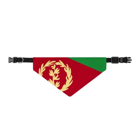 Eritrea Red Triangle & Wreath Clip-on Pet Bandana — front view
