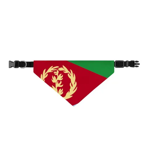 Eritrea Red Triangle & Wreath Clip-on Pet Bandana — front view
