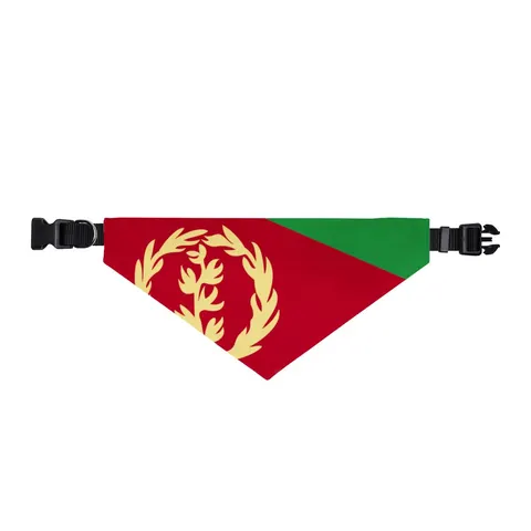 Eritrea Red Triangle & Wreath Clip-on Pet Bandana — front view