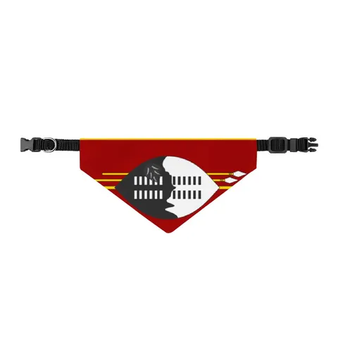 Eswatini Blue Red Yellow Shield Clip-on Pet Bandana — front view