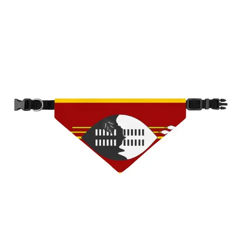 Eswatini Blue Red Yellow Shield Clip-on Pet Bandana — front view