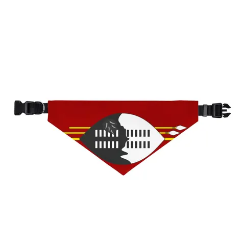 Eswatini Blue Red Yellow Shield Clip-on Pet Bandana — front view