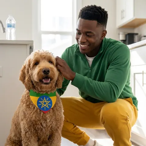Ethiopia Green Yellow Red Clip-on Pet Bandana