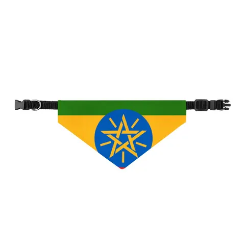 Ethiopia Green Yellow Red Clip-on Pet Bandana — front view