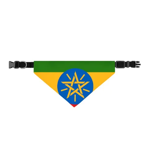 Ethiopia Green Yellow Red Clip-on Pet Bandana — front view