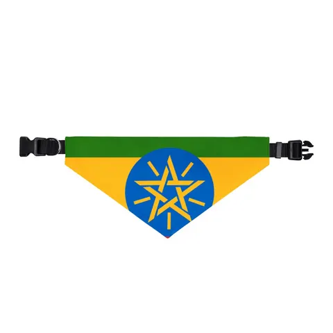 Ethiopia Green Yellow Red Clip-on Pet Bandana — front view