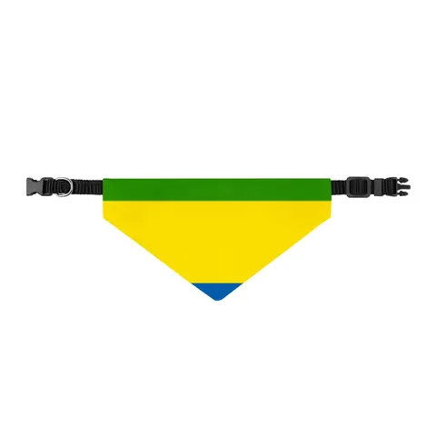 Gabon Green Yellow Blue Clip-on Pet Bandana — front view