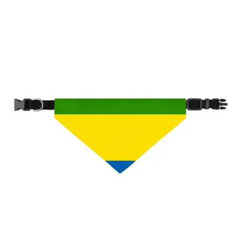 Gabon Green Yellow Blue Clip-on Pet Bandana — front view