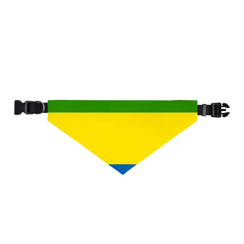 Gabon Green Yellow Blue Clip-on Pet Bandana — front view