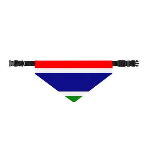 Gambia Red Blue Green Clip-on Pet Bandana — front view