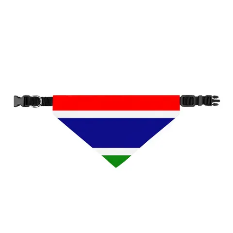 Gambia Red Blue Green Clip-on Pet Bandana — front view