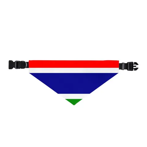 Gambia Red Blue Green Clip-on Pet Bandana — front view