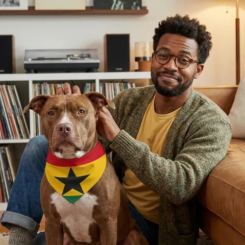 Ghana Red Gold Green & Star Clip-on Pet Bandana