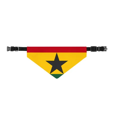 Ghana Red Gold Green & Star Clip-on Pet Bandana — front view