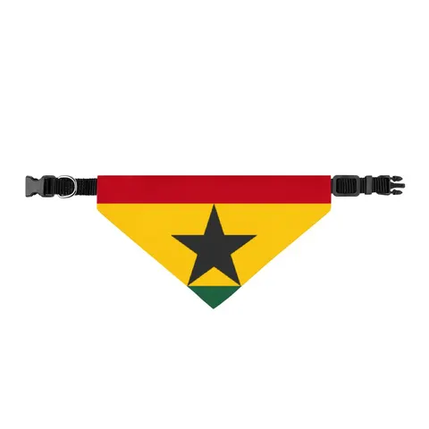 Ghana Red Gold Green & Star Clip-on Pet Bandana — front view