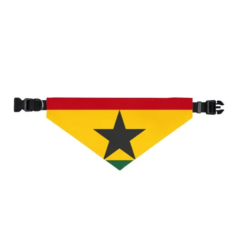 Ghana Red Gold Green & Star Clip-on Pet Bandana — front view