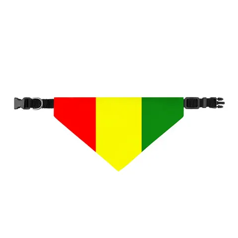 Guinea Red Yellow Green Clip-on Pet Bandana — front view