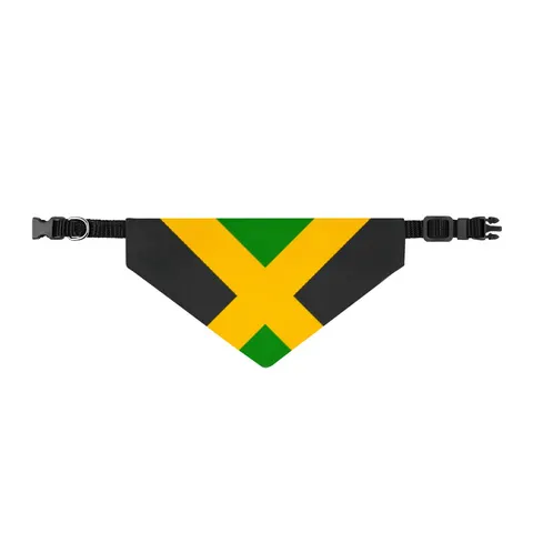 Jamaica Gold Cross Clip-on Pet Bandana — front view