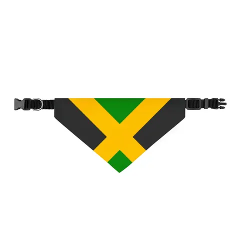 Jamaica Gold Cross Clip-on Pet Bandana — front view