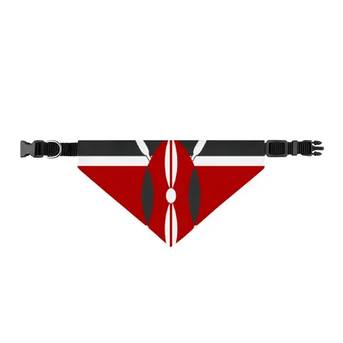 Kenya Black Red Green Stripes Clip-on Pet Bandana — front view