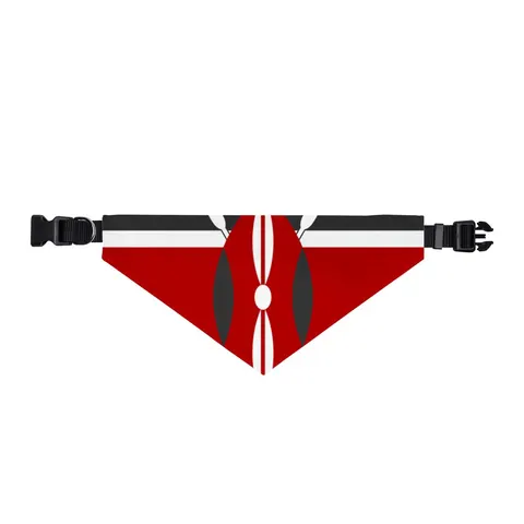 Kenya Black Red Green Stripes Clip-on Pet Bandana — front view