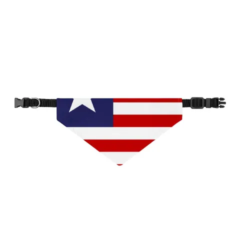 Liberia Stripes & Single Star Clip-on Pet Bandana — front view
