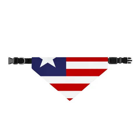 Liberia Stripes & Single Star Clip-on Pet Bandana — front view