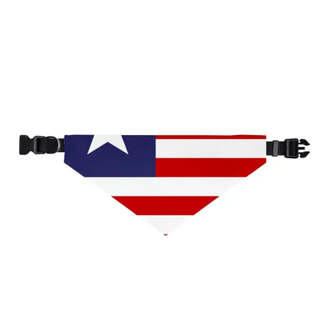 Liberia Stripes & Single Star Clip-on Pet Bandana — front view