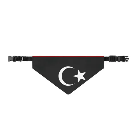 Libya Red Black Green Crescent Clip-on Pet Bandana — front view