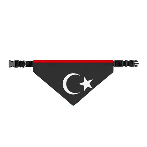 Libya Red Black Green Crescent Clip-on Pet Bandana — front view
