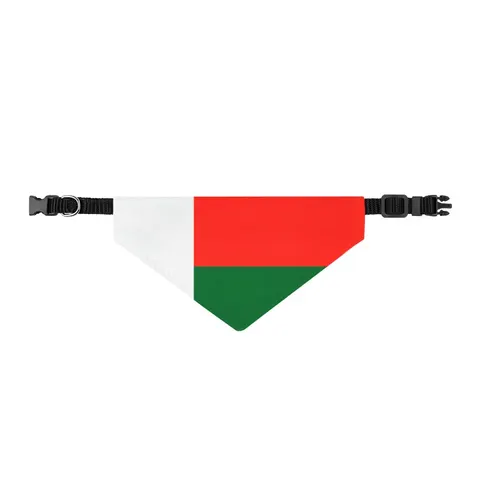 Madagascar White Red Green Clip-on Pet Bandana — front view