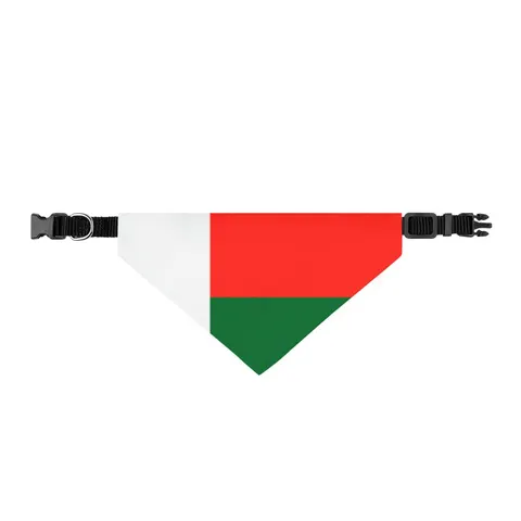 Madagascar White Red Green Clip-on Pet Bandana — front view