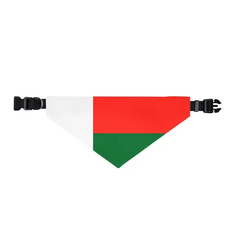 Madagascar White Red Green Clip-on Pet Bandana — front view