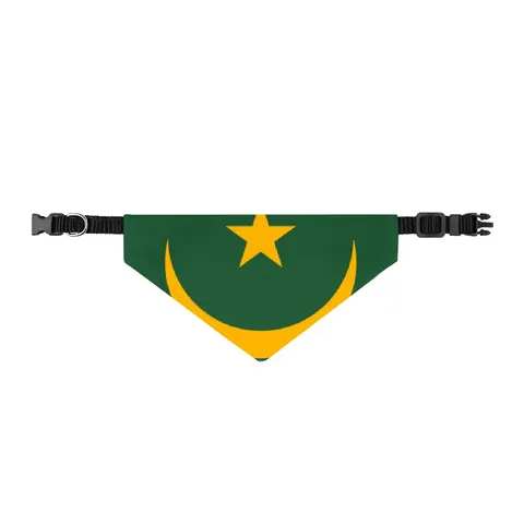 Mauritania Green Gold Crescent Clip-on Pet Bandana — front view