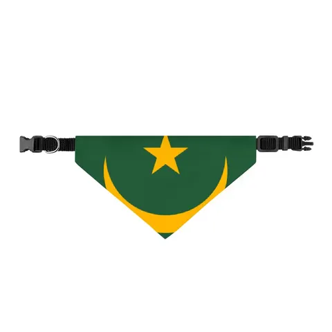 Mauritania Green Gold Crescent Clip-on Pet Bandana — front view