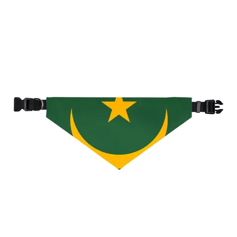 Mauritania Green Gold Crescent Clip-on Pet Bandana — front view