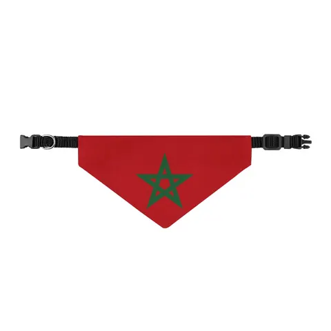 Morocco Red Green Star Clip-on Pet Bandana — front view