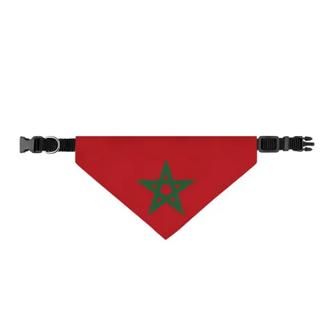 Morocco Red Green Star Clip-on Pet Bandana — front view