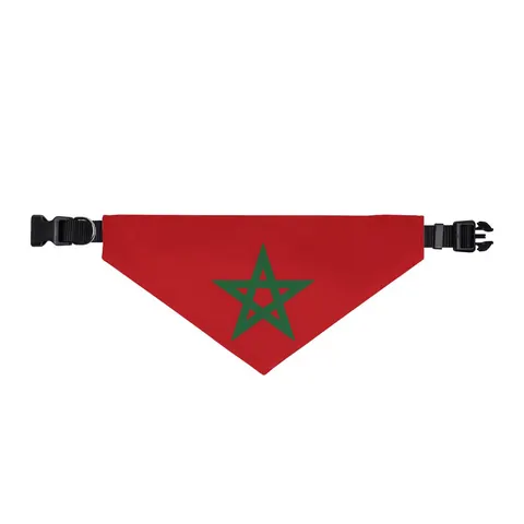 Morocco Red Green Star Clip-on Pet Bandana — front view