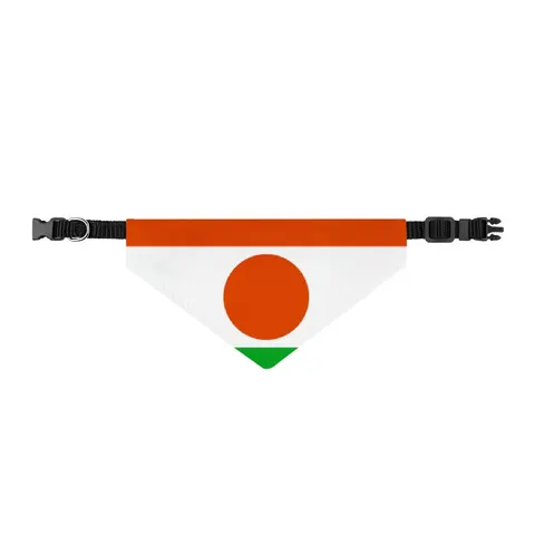 Niger Orange White Green Circle Clip-on Pet Bandana — front view