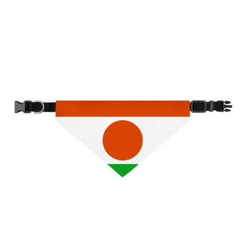 Niger Orange White Green Circle Clip-on Pet Bandana — front view
