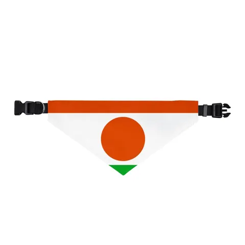 Niger Orange White Green Circle Clip-on Pet Bandana — front view